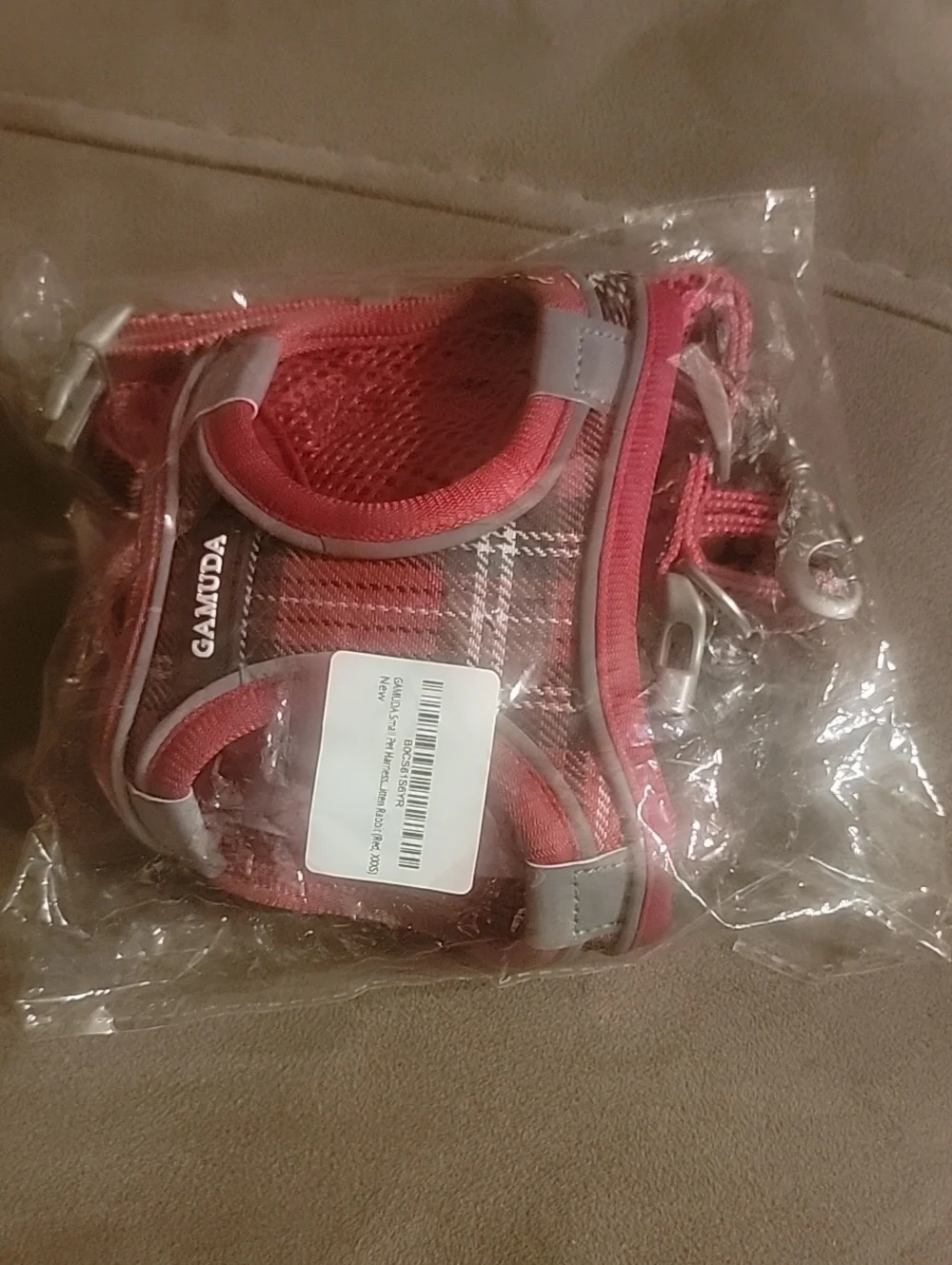 Gamuda Red Plaid Pet Harness & Leash Set Size XXXS